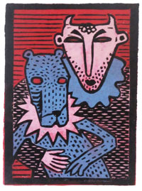 Ohne Titel (Krampus mit Tierfigur), 2014, 11 x 15 cm, 40 Exemplare