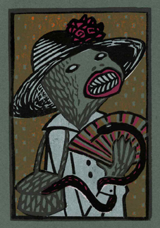 O.T. (Echsenmensch mit Schlange), 2021, 16,5 x 11 cm, 43 Exemplare